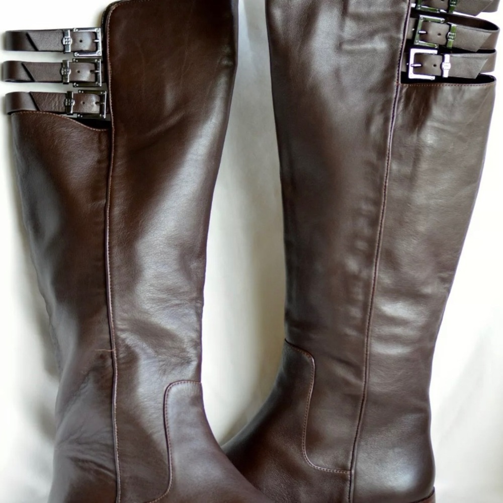NIB BCBG Croc-Riding Brown Boots 9.5 Origin $450. - Picture 11 of 13